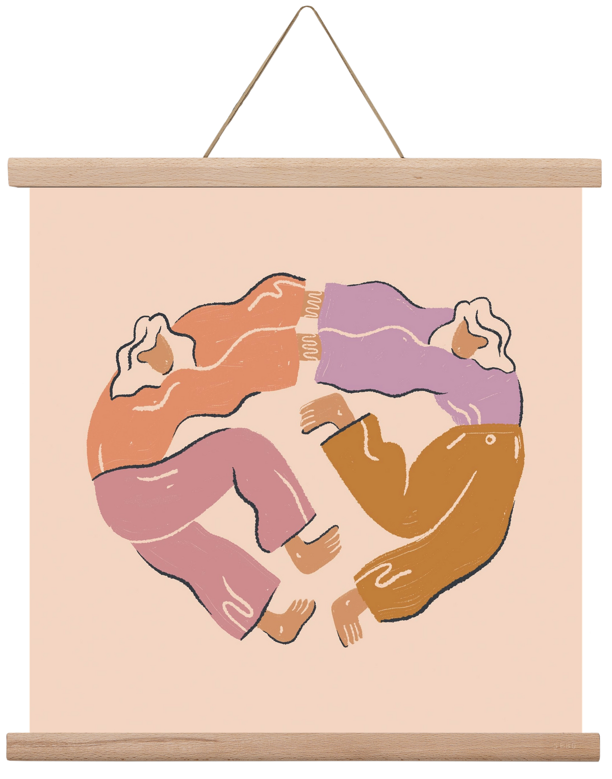 Dancing Together, 40x40 cm (40x40 cm), Tölgy akasztó