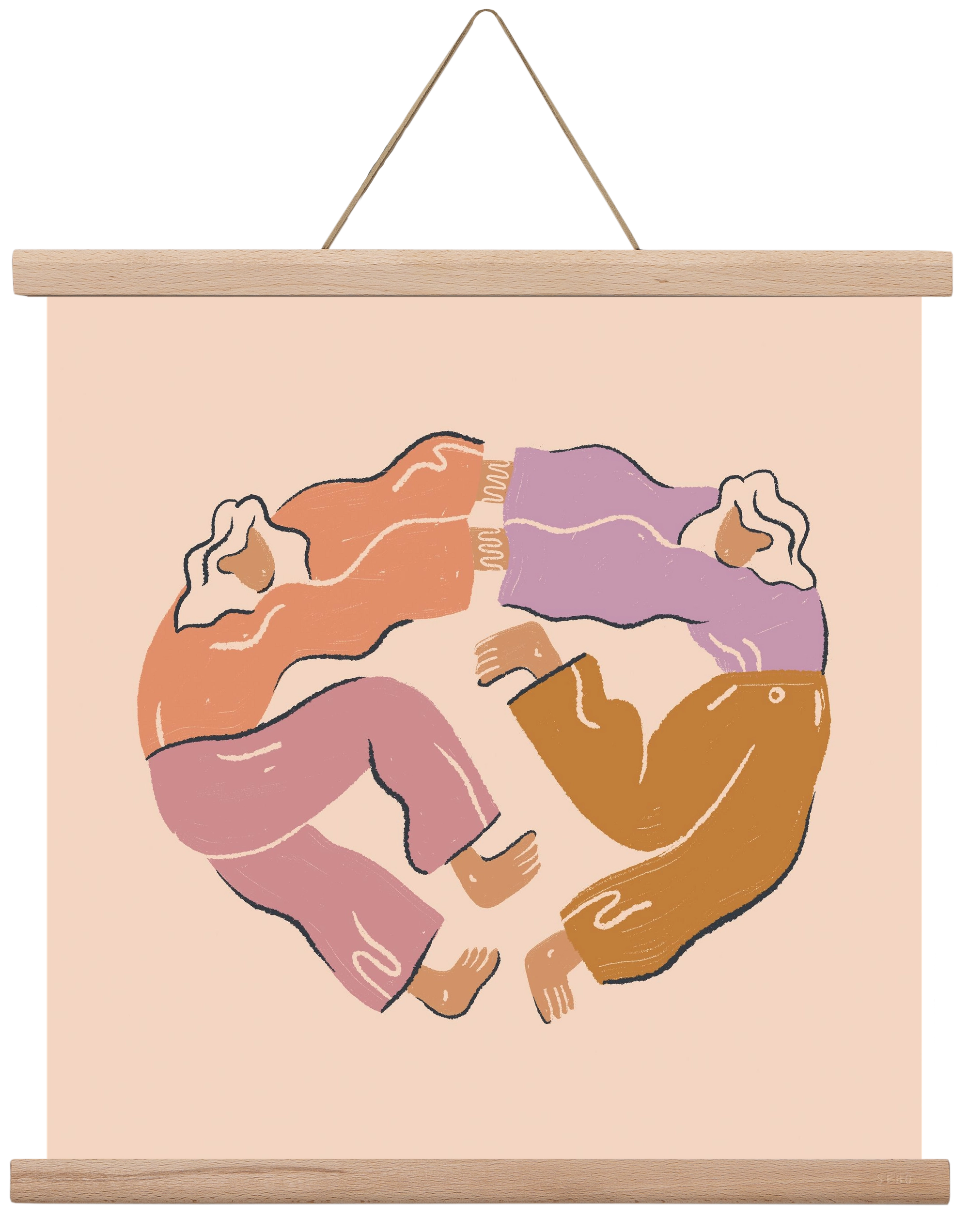 Dancing Together, 40x40 cm (40x40 cm), Tölgy akasztó