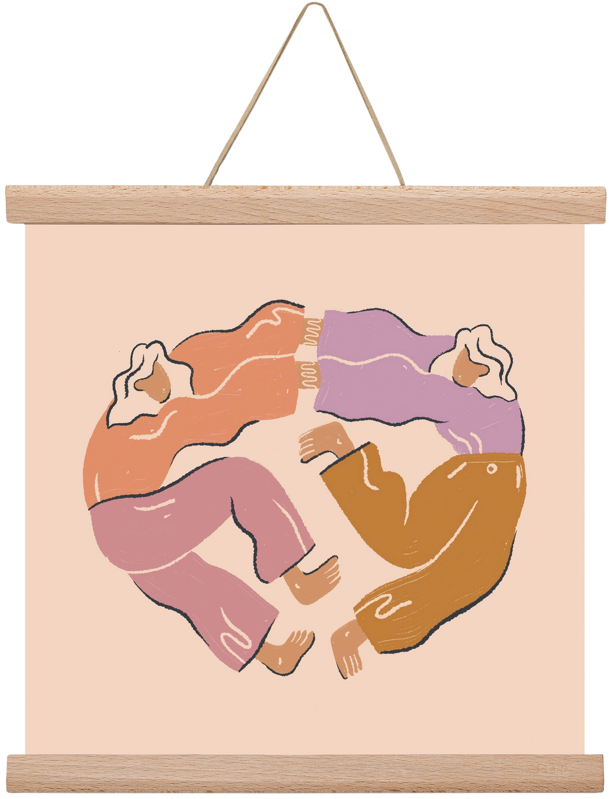 Dancing Together, 30x30 cm (30x30 cm), Tölgy akasztó