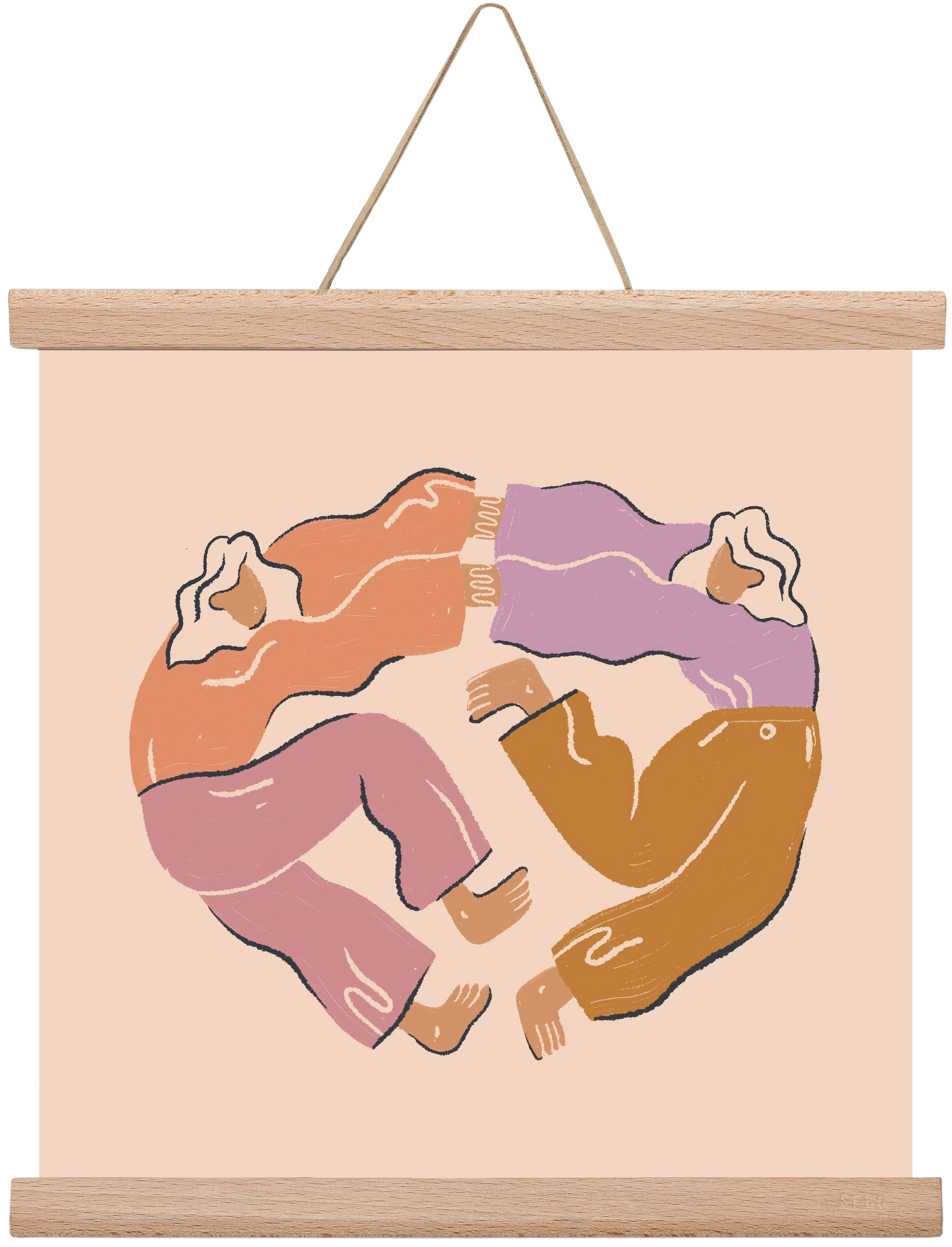 Dancing Together, 30x30 cm (30x30 cm), Tölgy akasztó