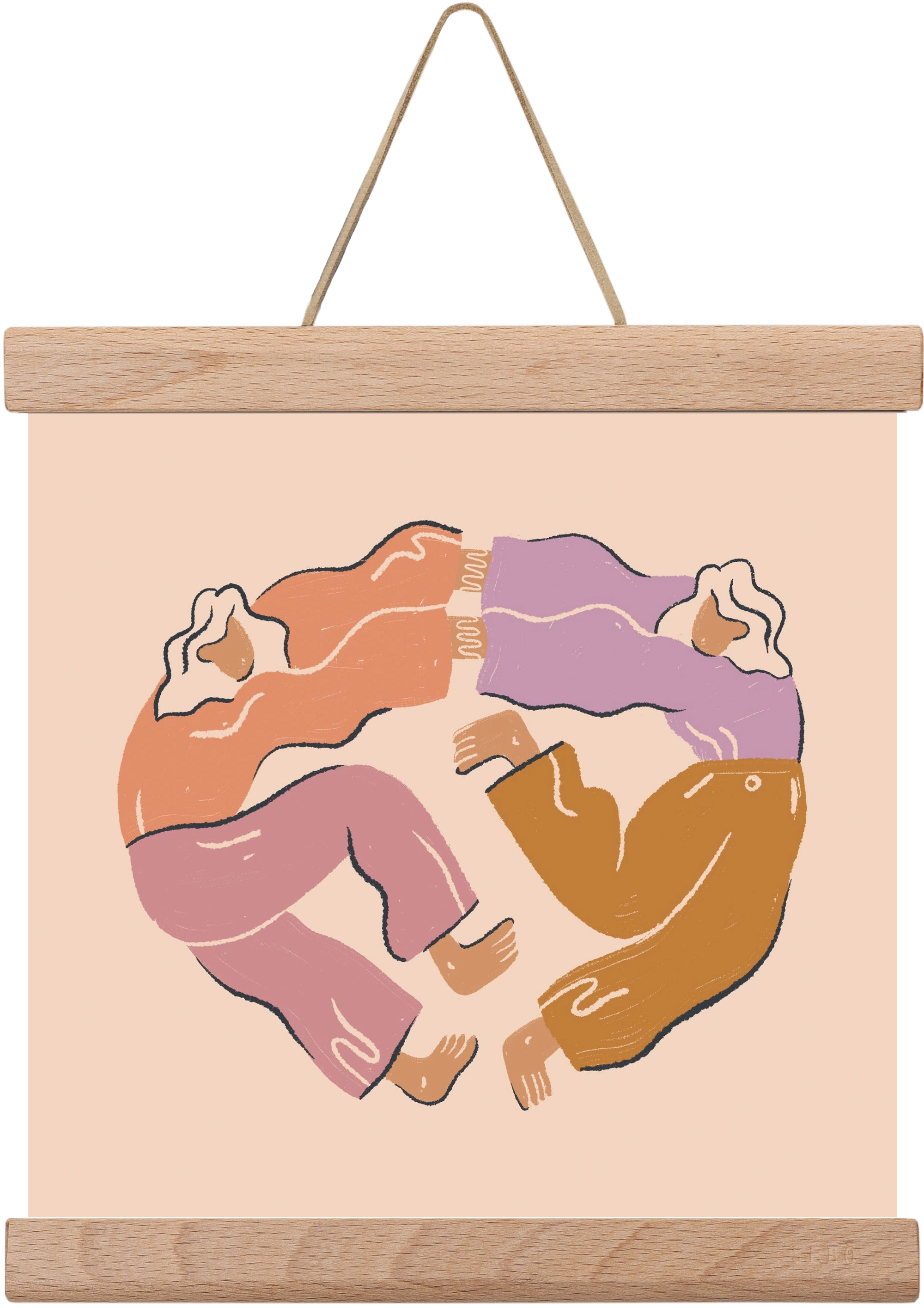 Dancing Together, 20x20 cm (20x20 cm), Tölgy akasztó