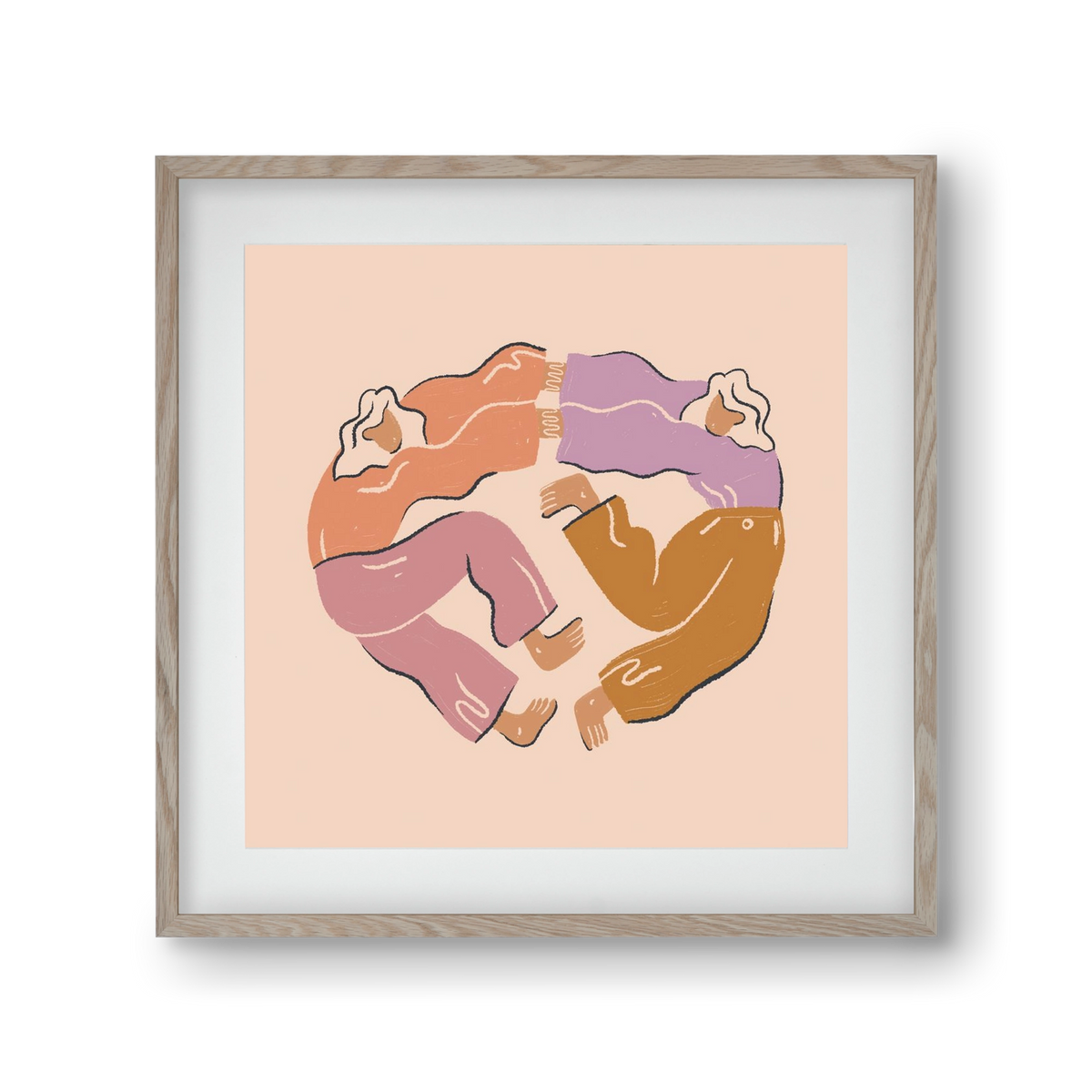 Dancing Together, 30x30 cm (20x20 cm), Tölgy keret, paszpartuval