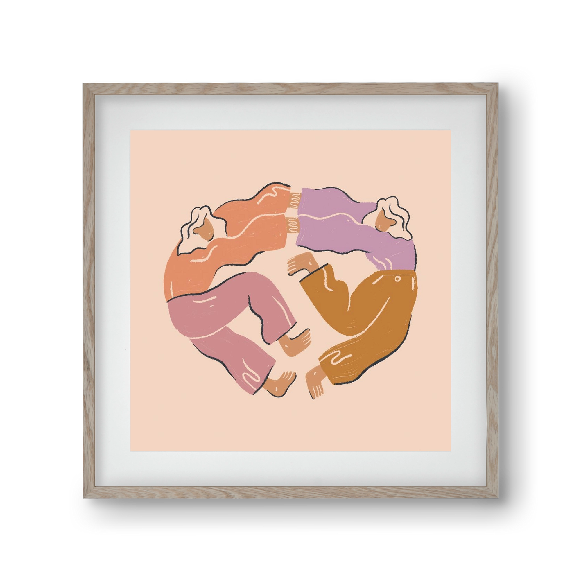 Dancing Together, 30x30 cm (20x20 cm), Tölgy keret, paszpartuval