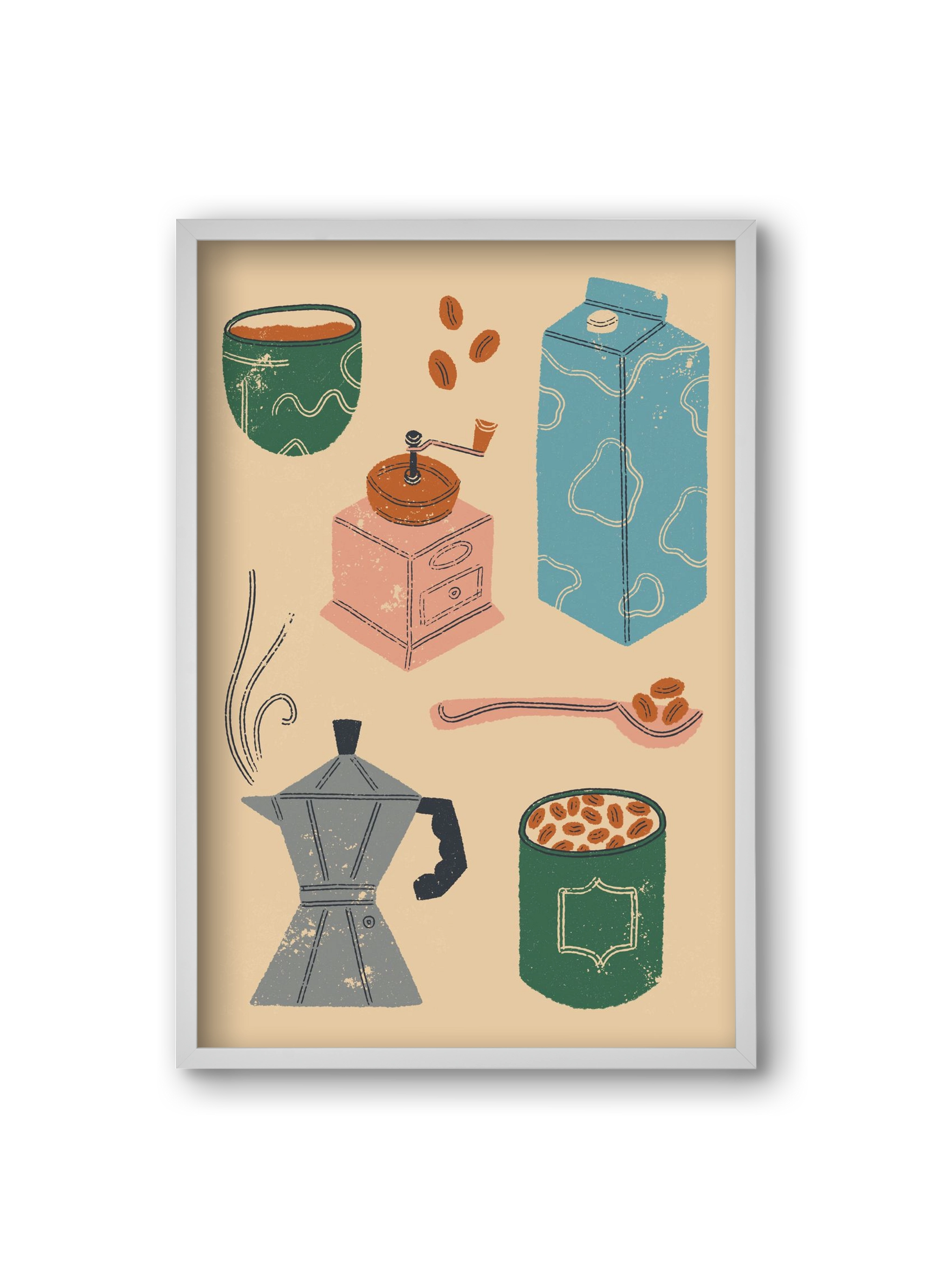 Coffee Essentials, 20x30 cm (20x30 cm), Fehér keret