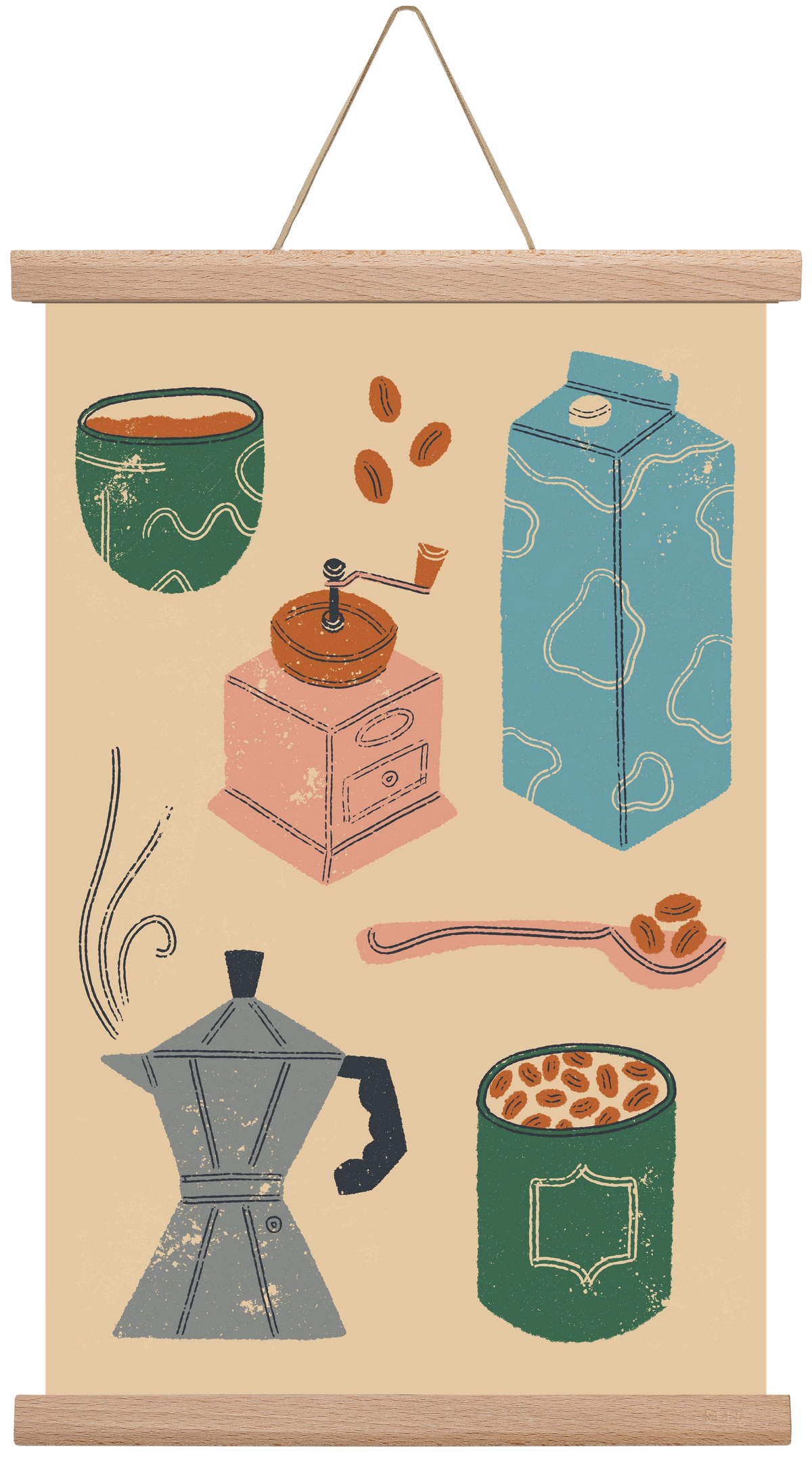 Coffee Essentials, 30x45 cm (30x45 cm), Tölgy akasztó