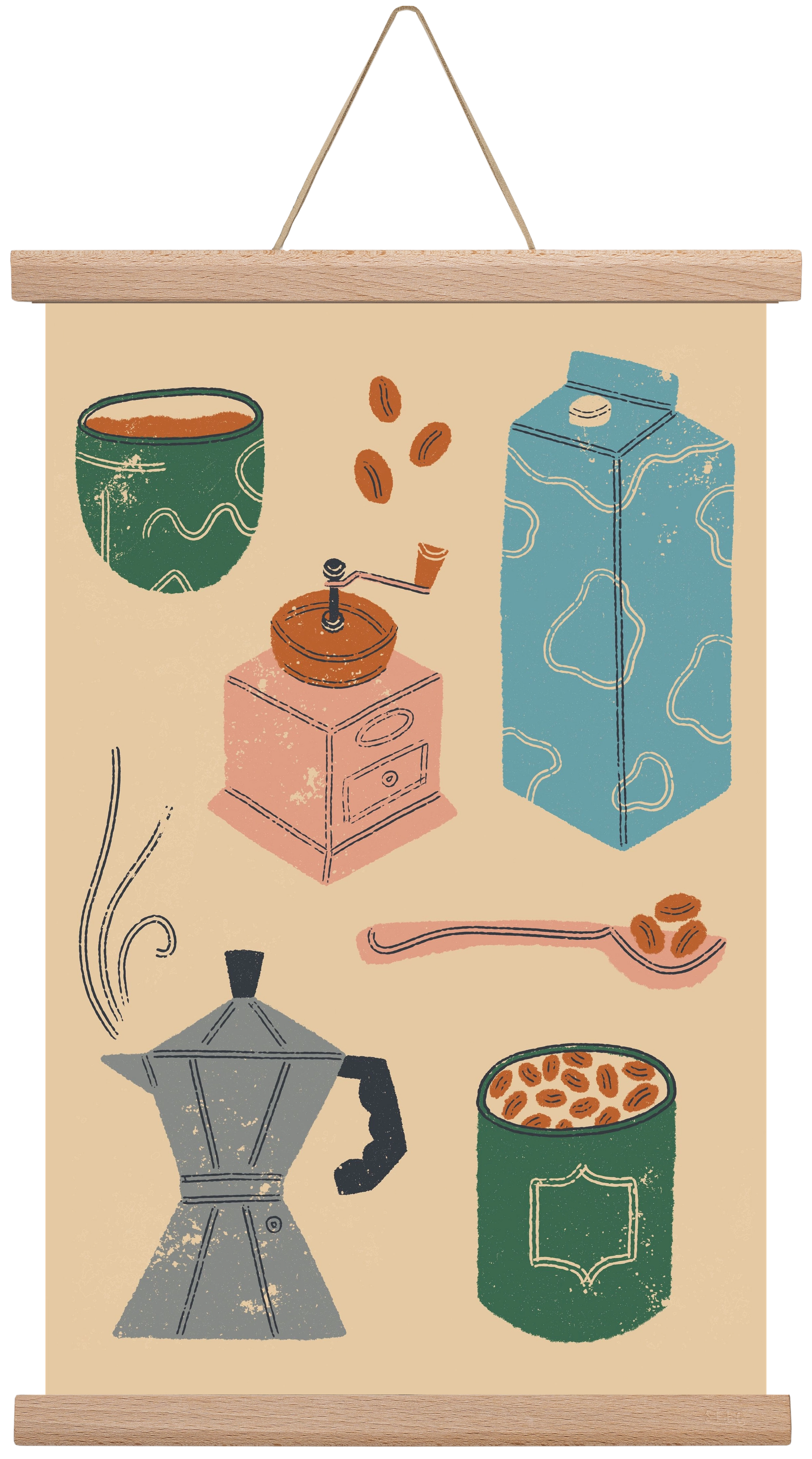 Coffee Essentials, 30x45 cm (30x45 cm), Tölgy akasztó