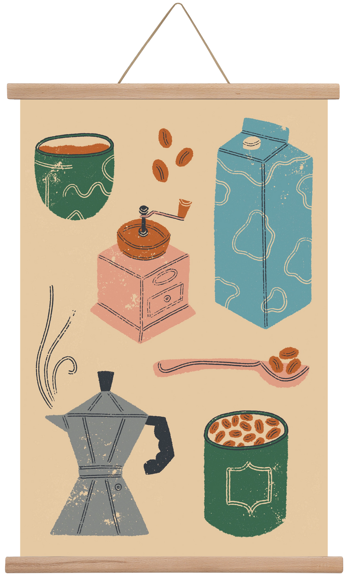 Coffee Essentials, 40x60 cm (40x60 cm), Tölgy akasztó