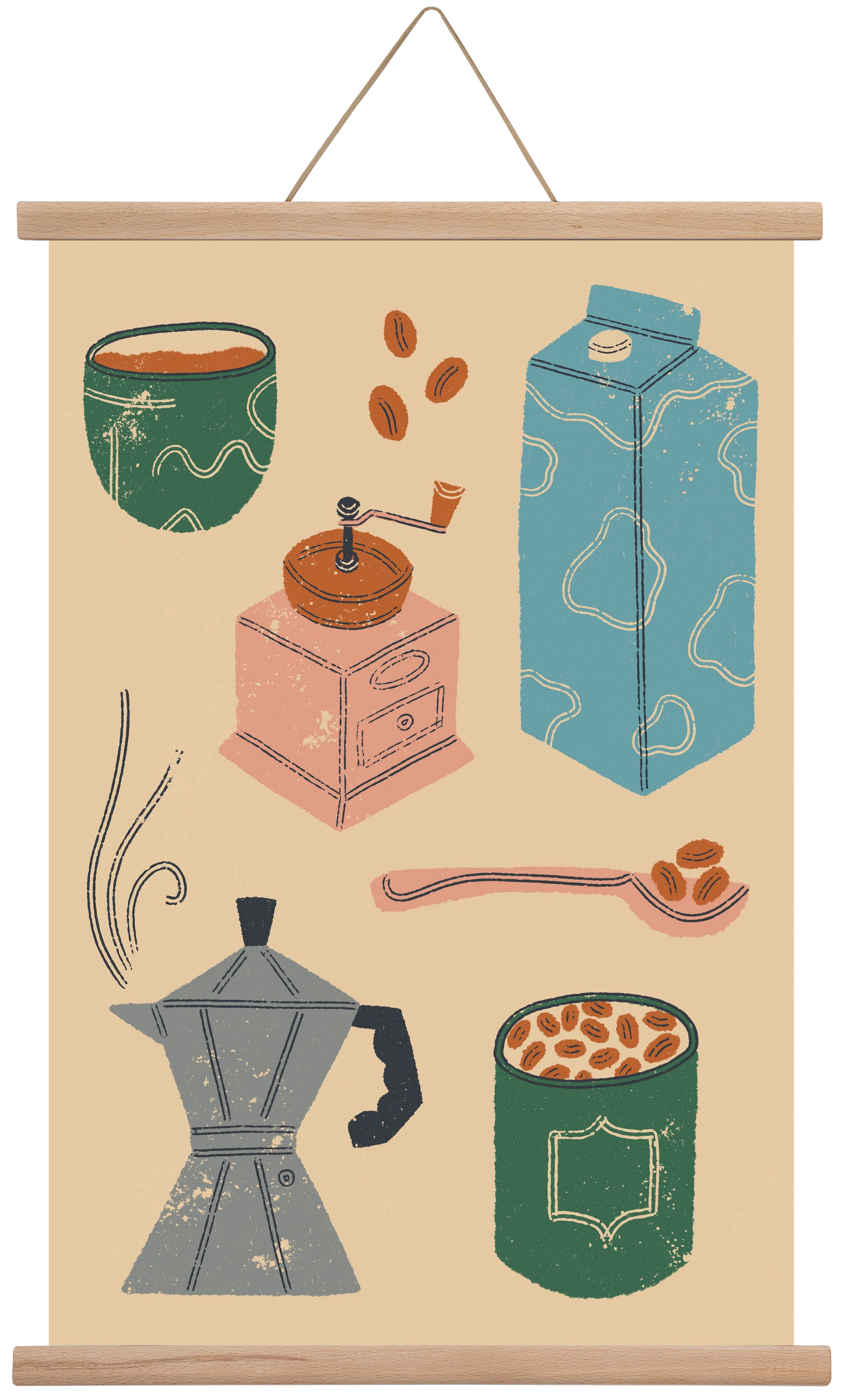Coffee Essentials, 40x60 cm (40x60 cm), Tölgy akasztó