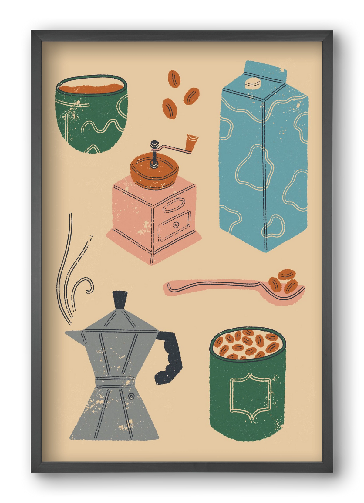 Coffee Essentials, 40x60 cm (40x60 cm), Fekete keret