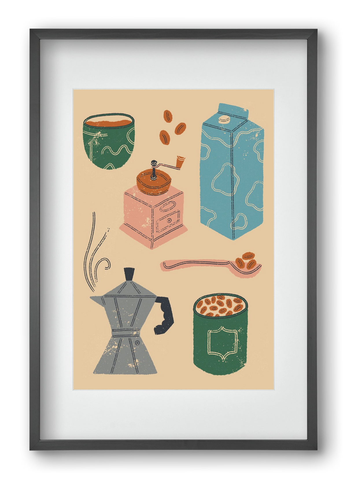 Coffee Essentials, 40x60 cm (30x45 cm), Fekete keret, paszpartuval