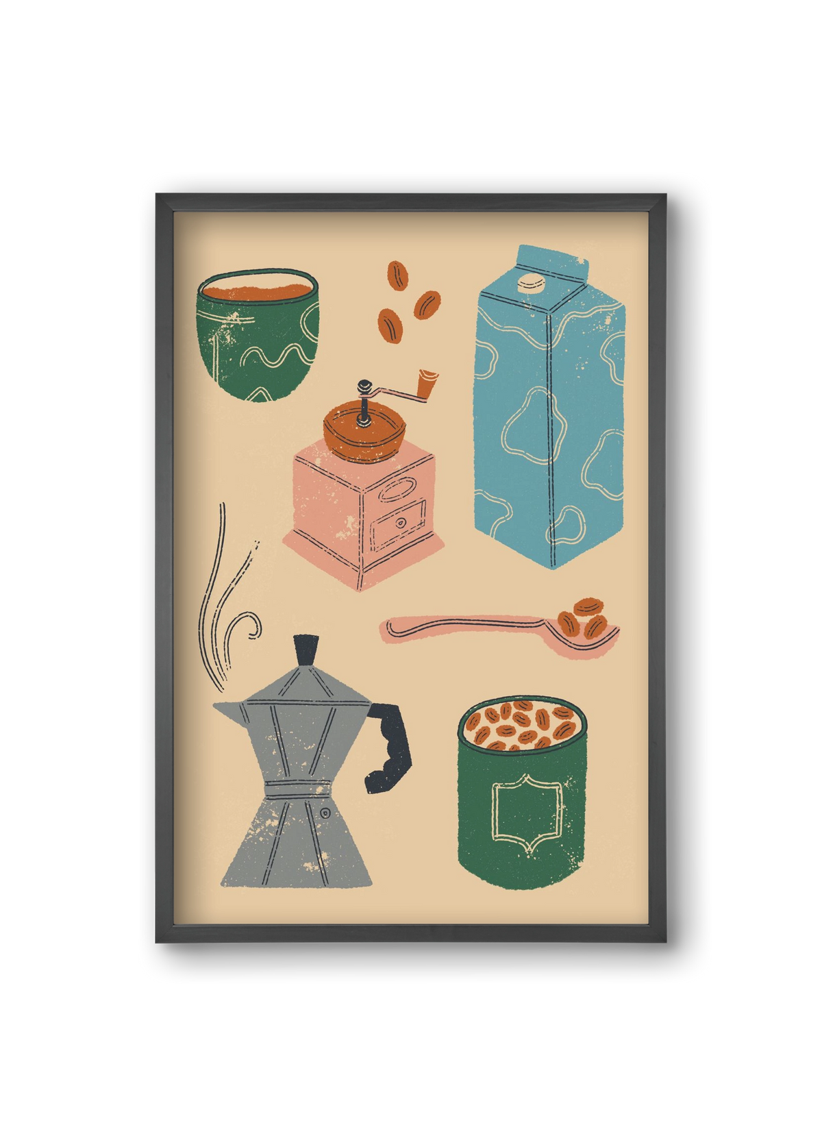 Coffee Essentials, 20x30 cm (20x30 cm), Fekete keret