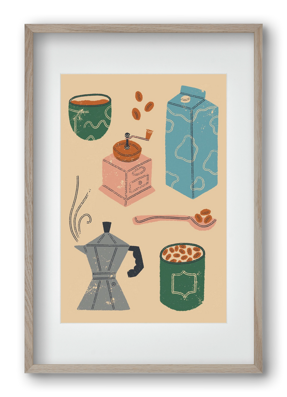 Coffee Essentials, 40x60 cm (30x45 cm), Tölgy keret, paszpartuval