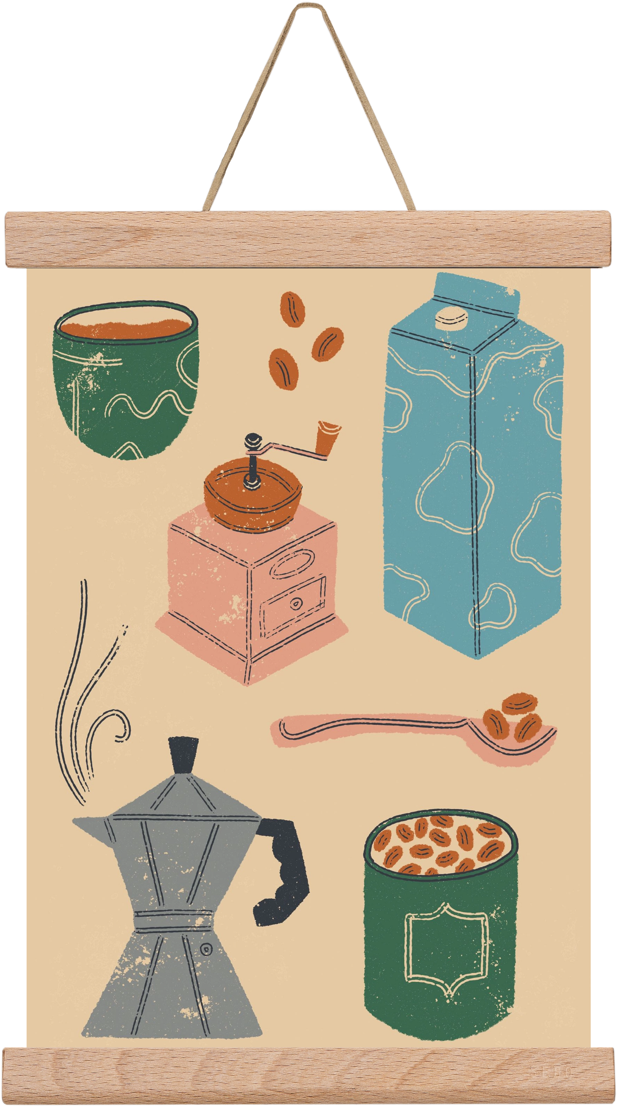 Coffee Essentials, 20x30 cm (20x30 cm), Tölgy akasztó