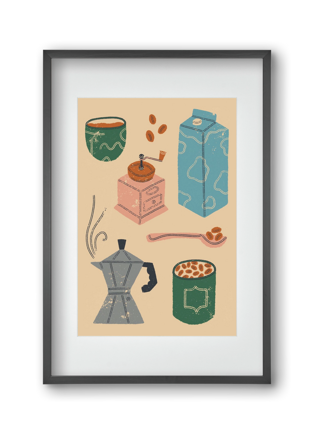 Coffee Essentials, 30x45 cm (20x30 cm), Fekete keret, paszpartuval