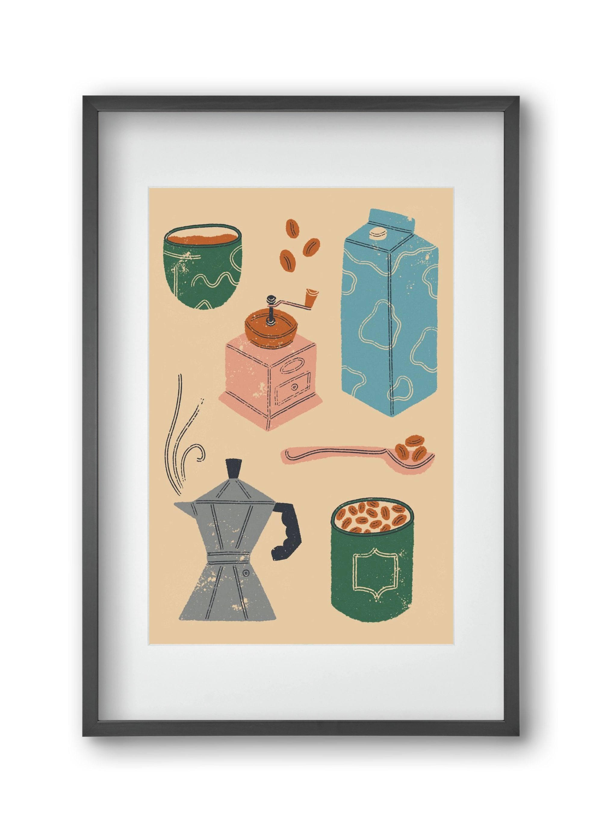 Coffee Essentials, 30x45 cm (20x30 cm), Fekete keret, paszpartuval