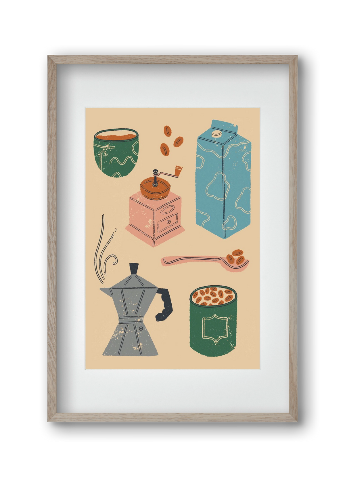 Coffee Essentials, 30x45 cm (20x30 cm), Tölgy keret, paszpartuval