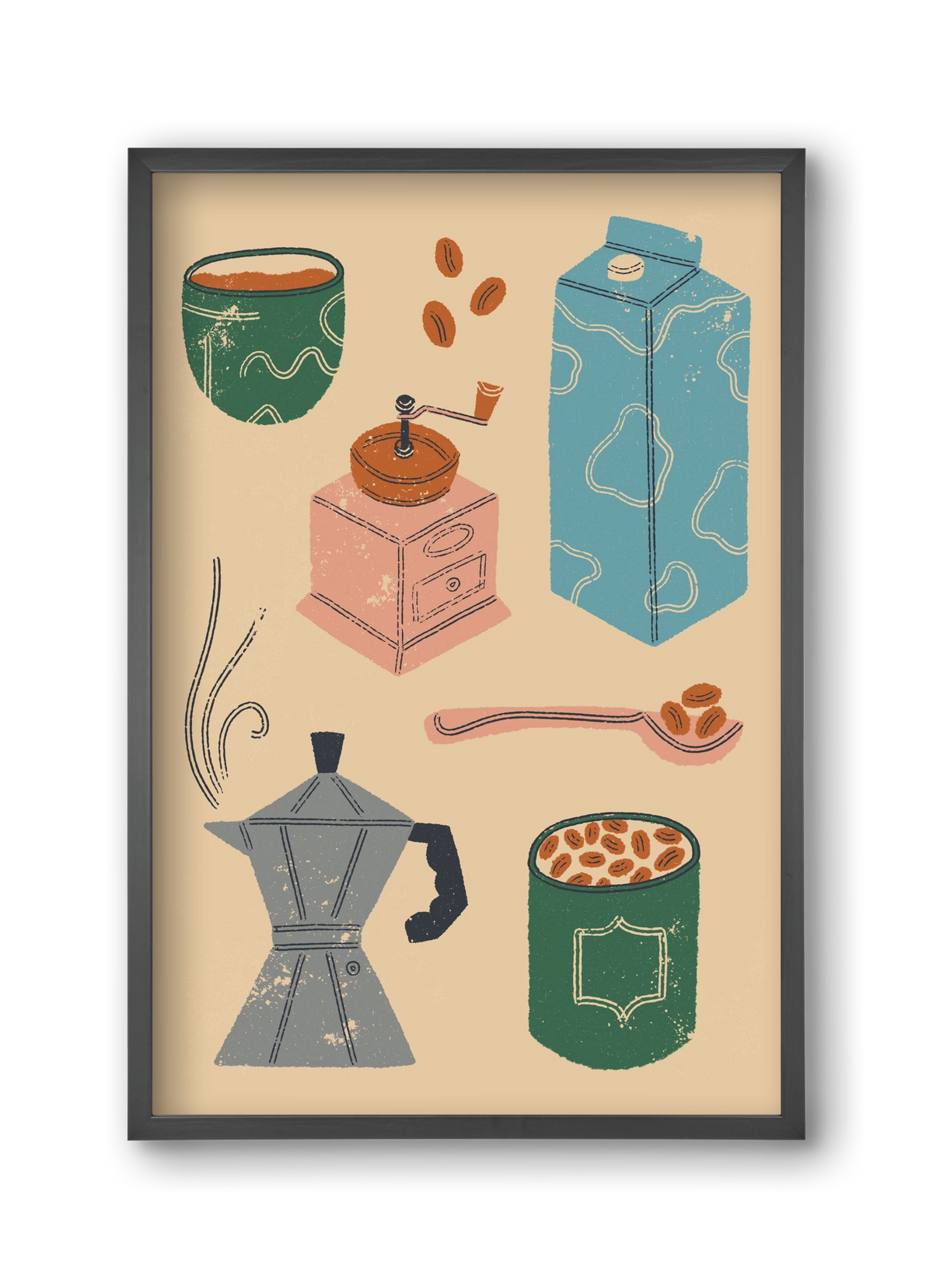 Coffee Essentials, 30x45 cm (30x45 cm), Fekete keret