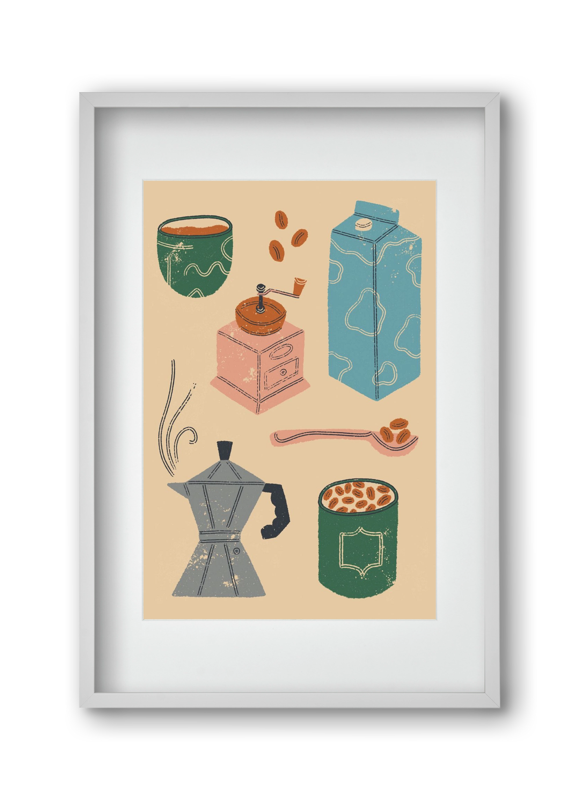 Coffee Essentials, 30x45 cm (20x30 cm), Fehér keret, paszpartuval
