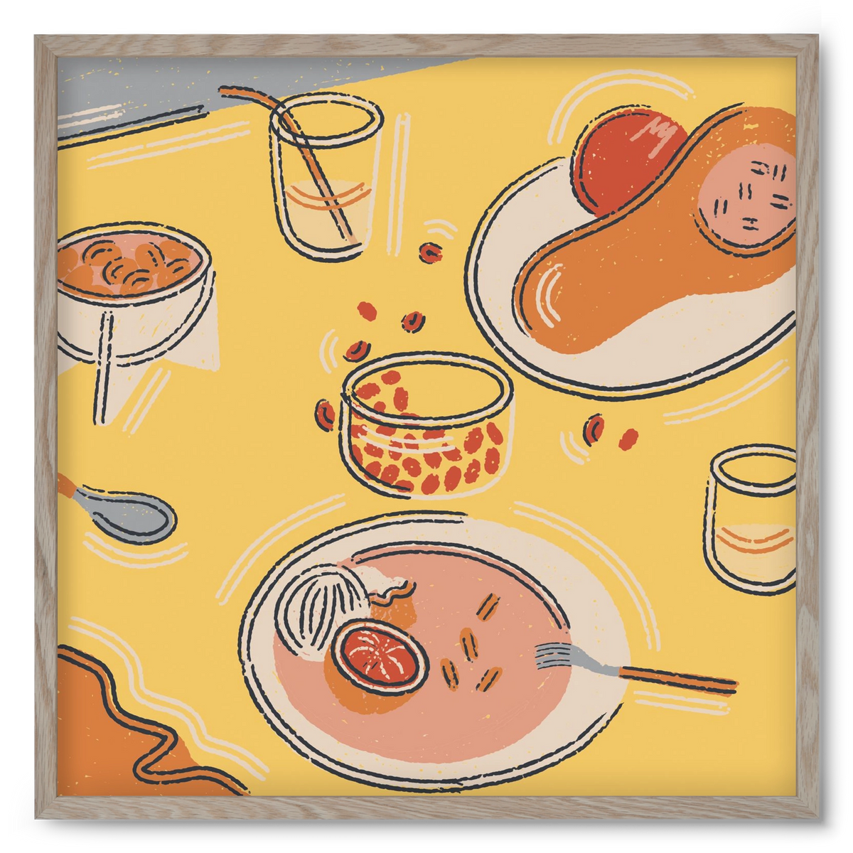 Orange Stillife, 50x50 cm (50x50 cm), Tölgy keret