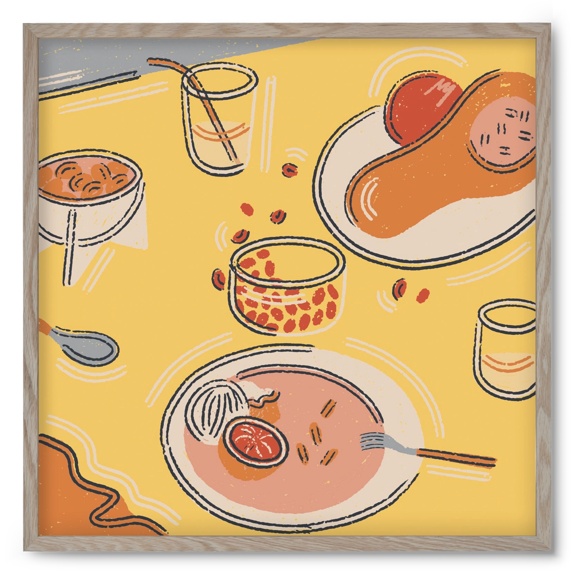 Orange Stillife, 50x50 cm (50x50 cm), Tölgy keret