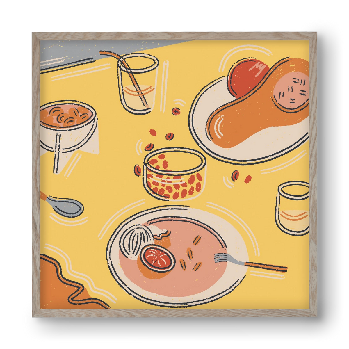 Orange Stillife, 40x40 cm (40x40 cm), Tölgy keret