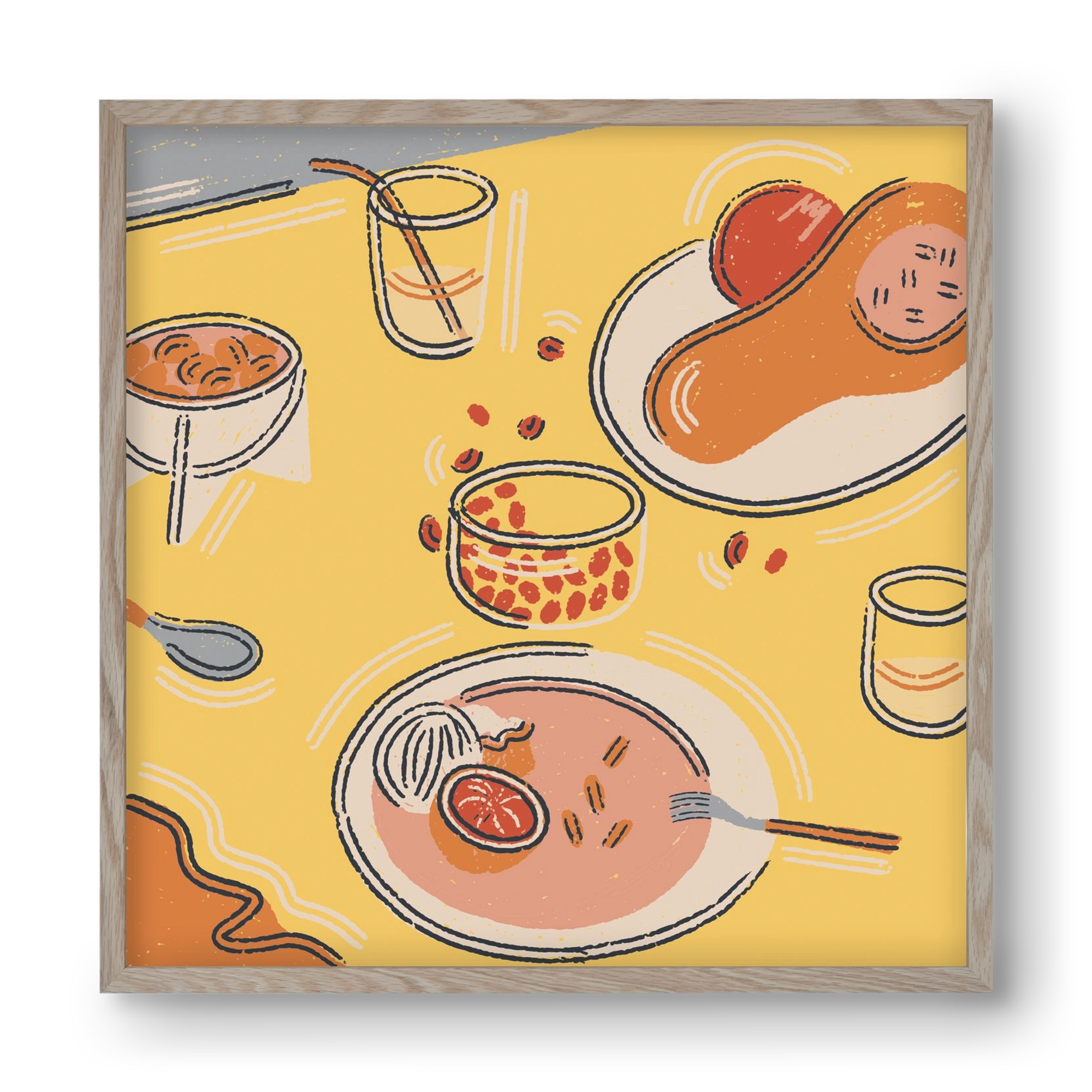 Orange Stillife, 40x40 cm (40x40 cm), Tölgy keret