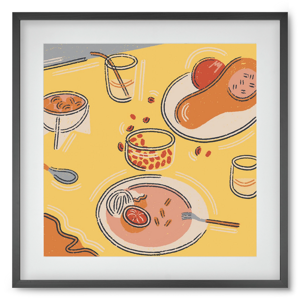 Orange Stillife, 50x50 cm (40x40 cm), Fekete keret, paszpartuval