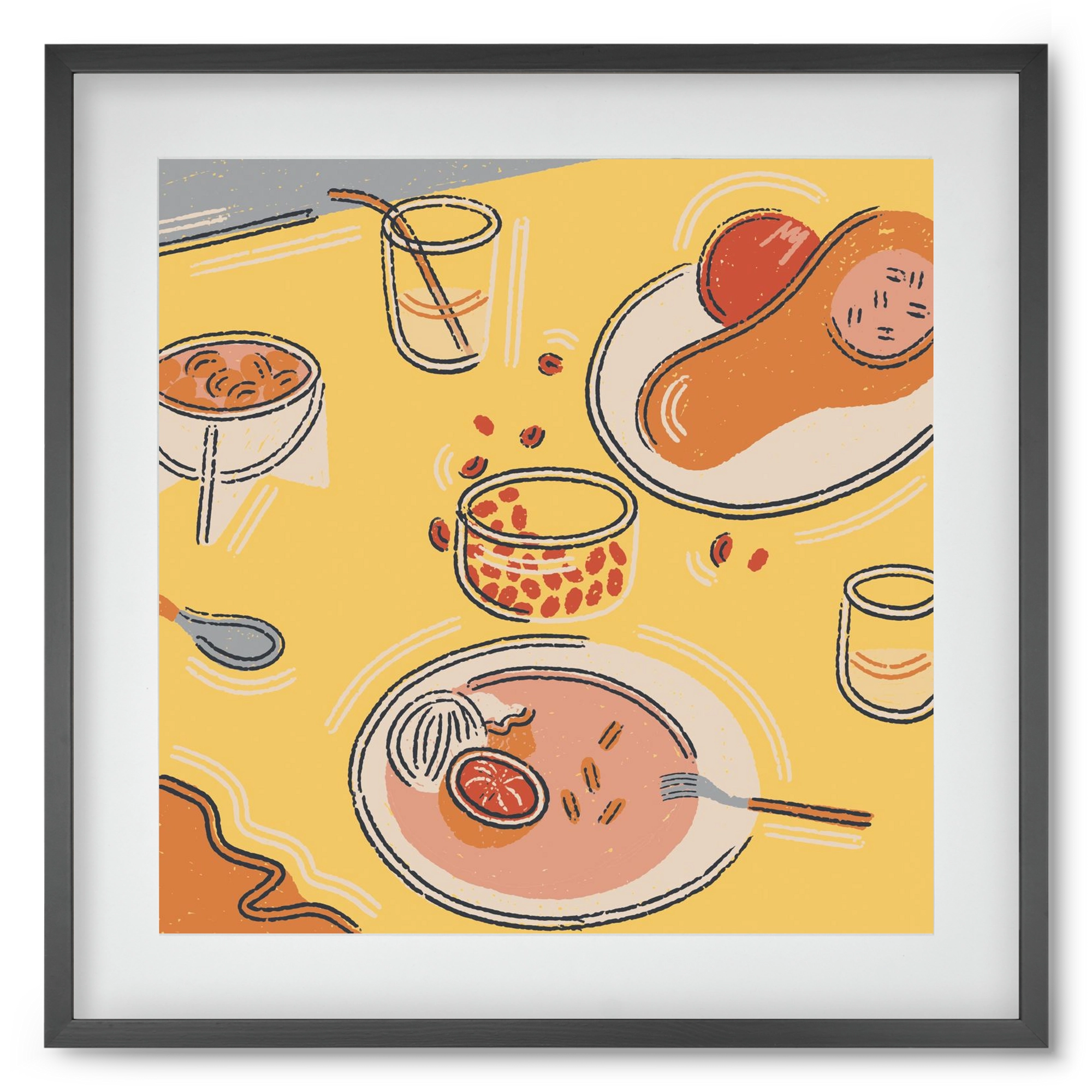 Orange Stillife, 50x50 cm (40x40 cm), Fekete keret, paszpartuval