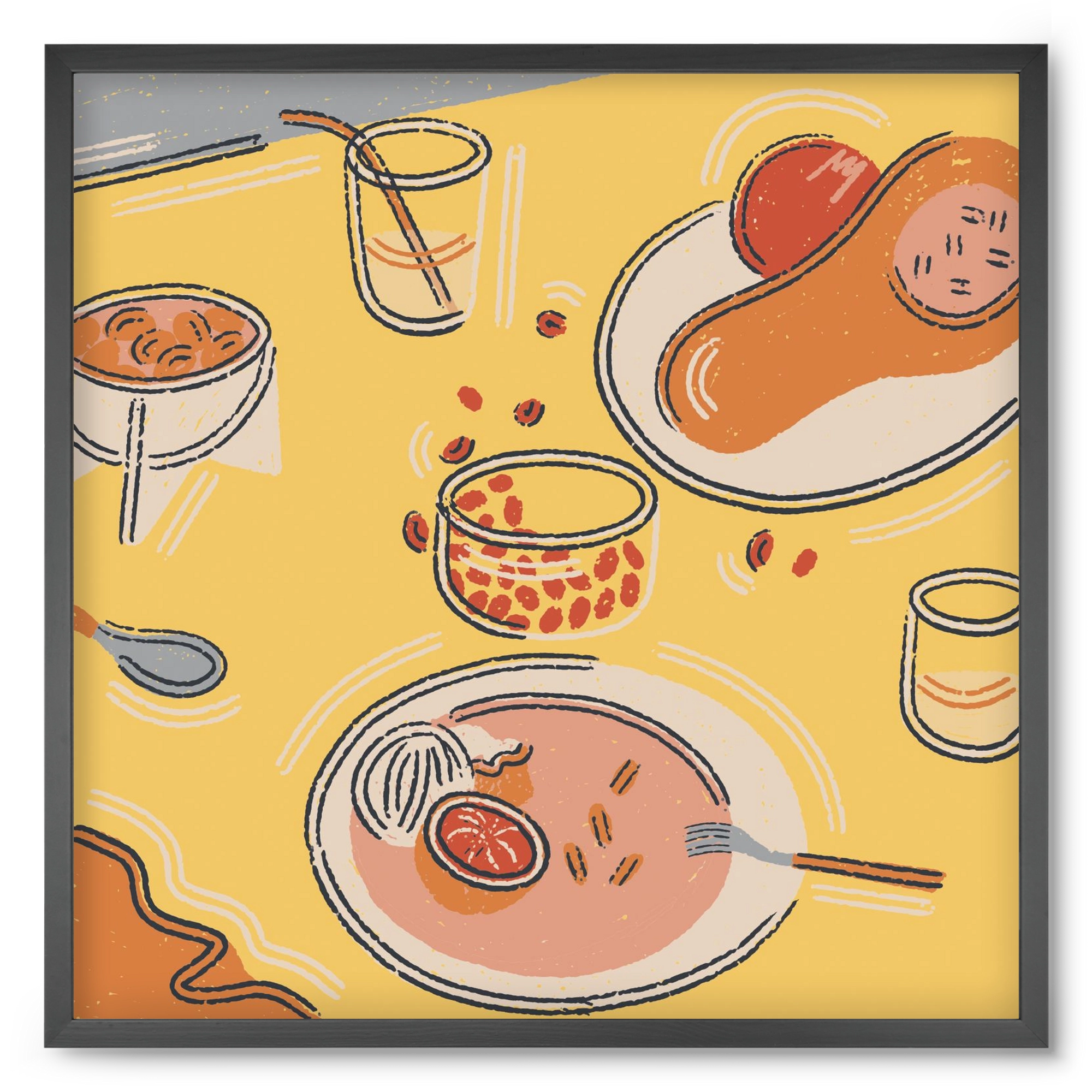 Orange Stillife, 50x50 cm (50x50 cm), Fekete keret