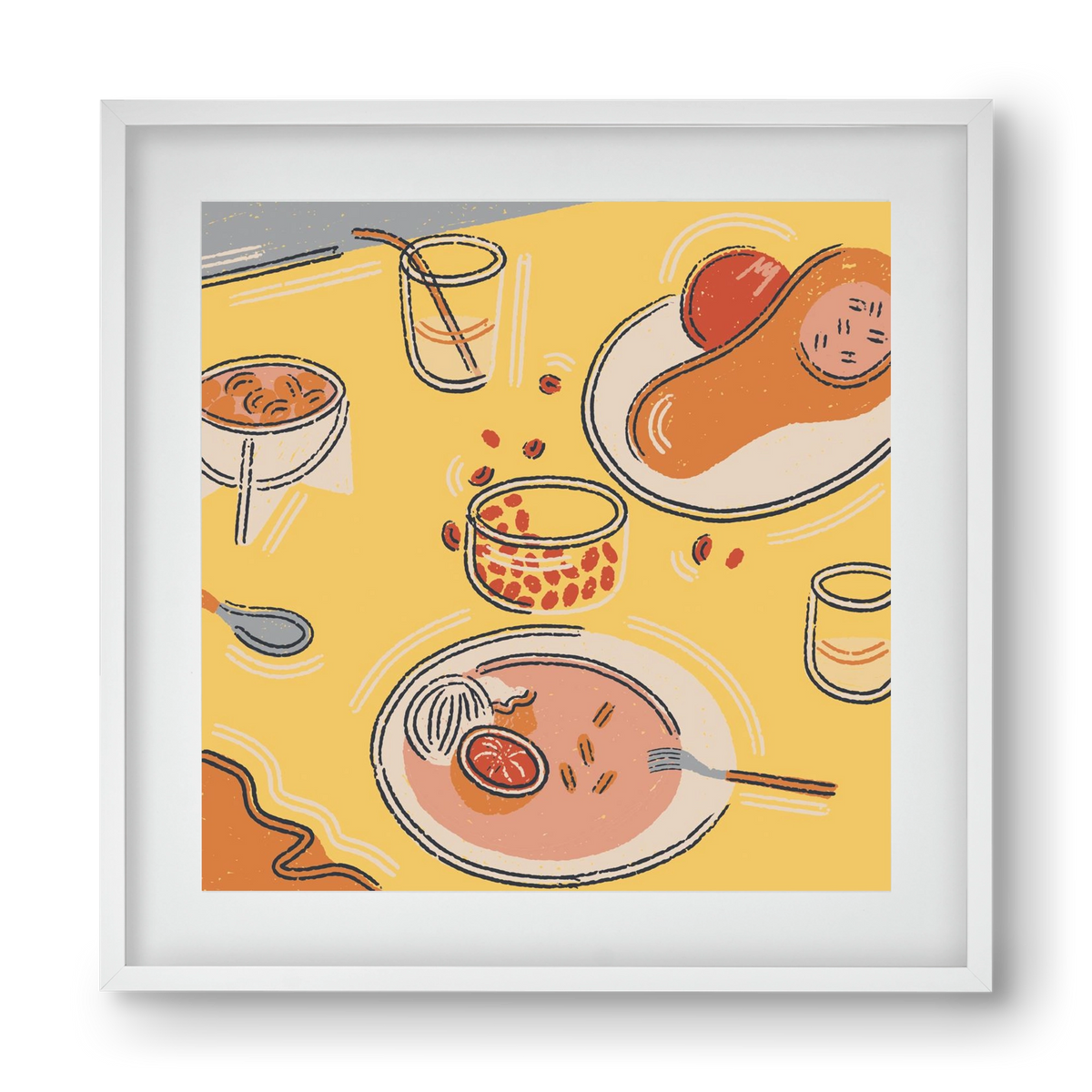 Orange Stillife, 40x40 cm (30x30 cm), Fehér keret, paszpartuval