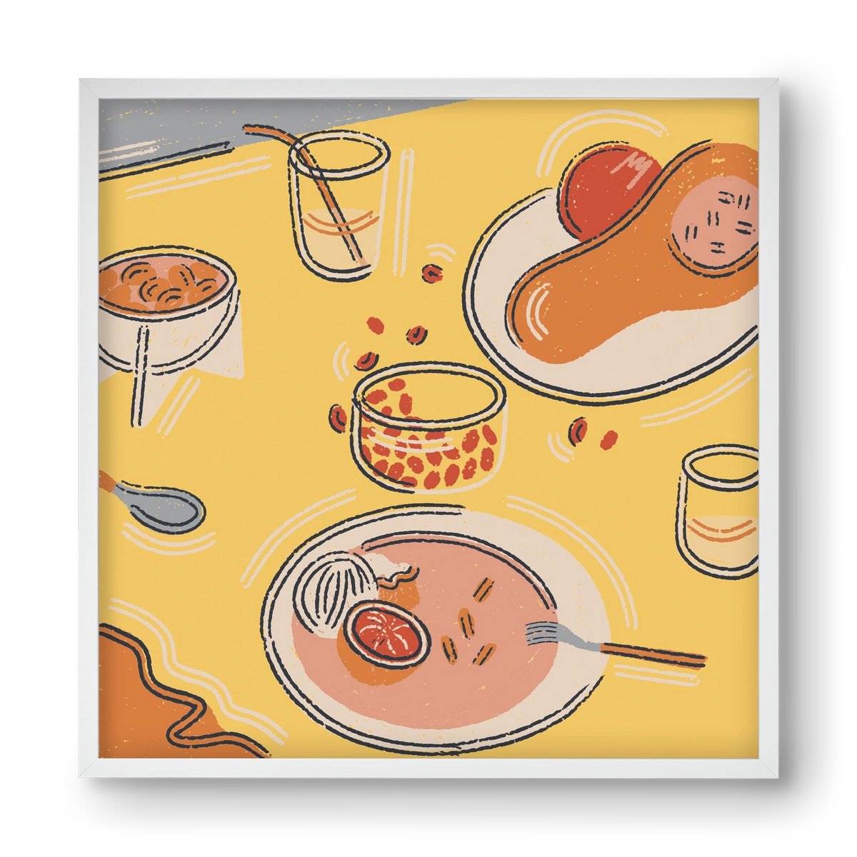 Orange Stillife, 40x40 cm (40x40 cm), Fehér keret