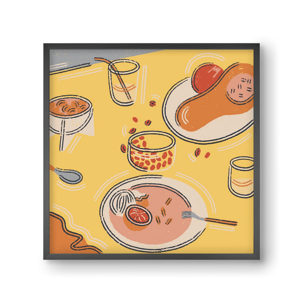 Orange Stillife, 30x30 cm (30x30 cm), Fekete keret