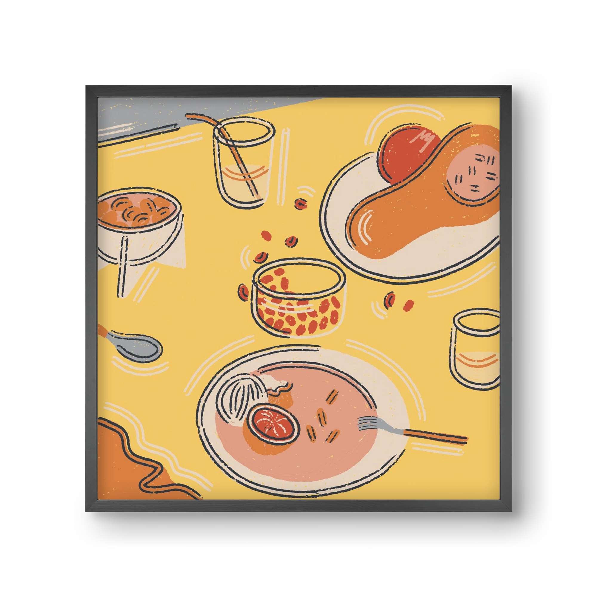 Orange Stillife, 30x30 cm (30x30 cm), Fekete keret