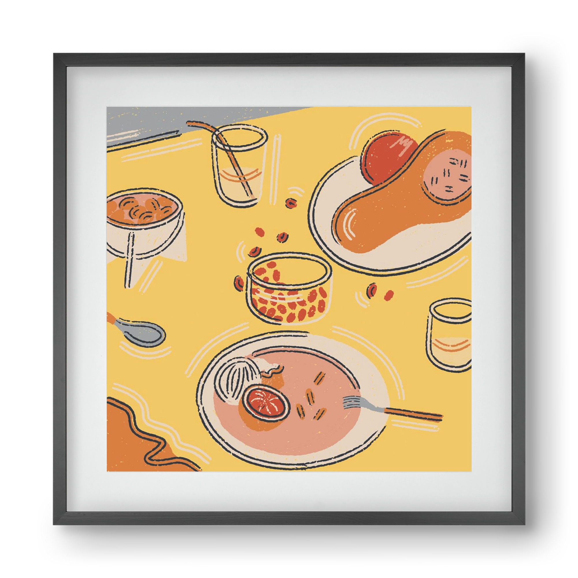 Orange Stillife, 40x40 cm (30x30 cm), Fekete keret, paszpartuval