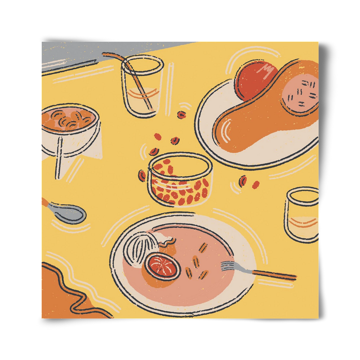 Orange Stillife, 40x40 cm, Keret nélkül