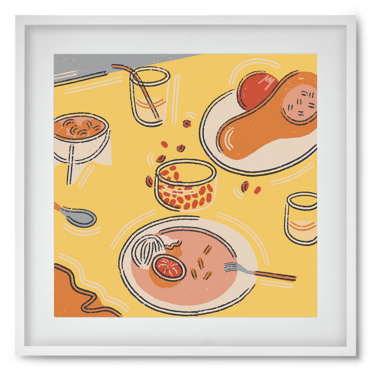 Orange Stillife, 50x50 cm (40x40 cm), Fehér keret, paszpartuval