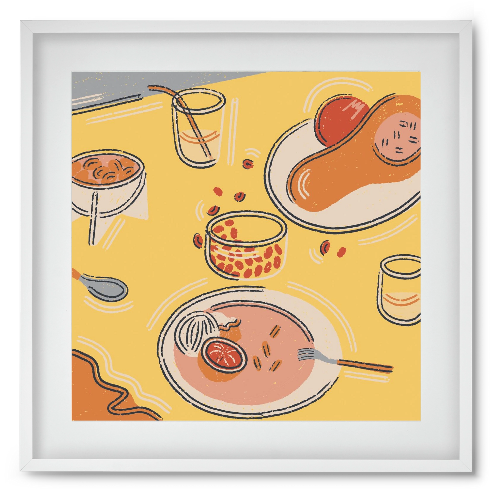 Orange Stillife, 50x50 cm (40x40 cm), Fehér keret, paszpartuval