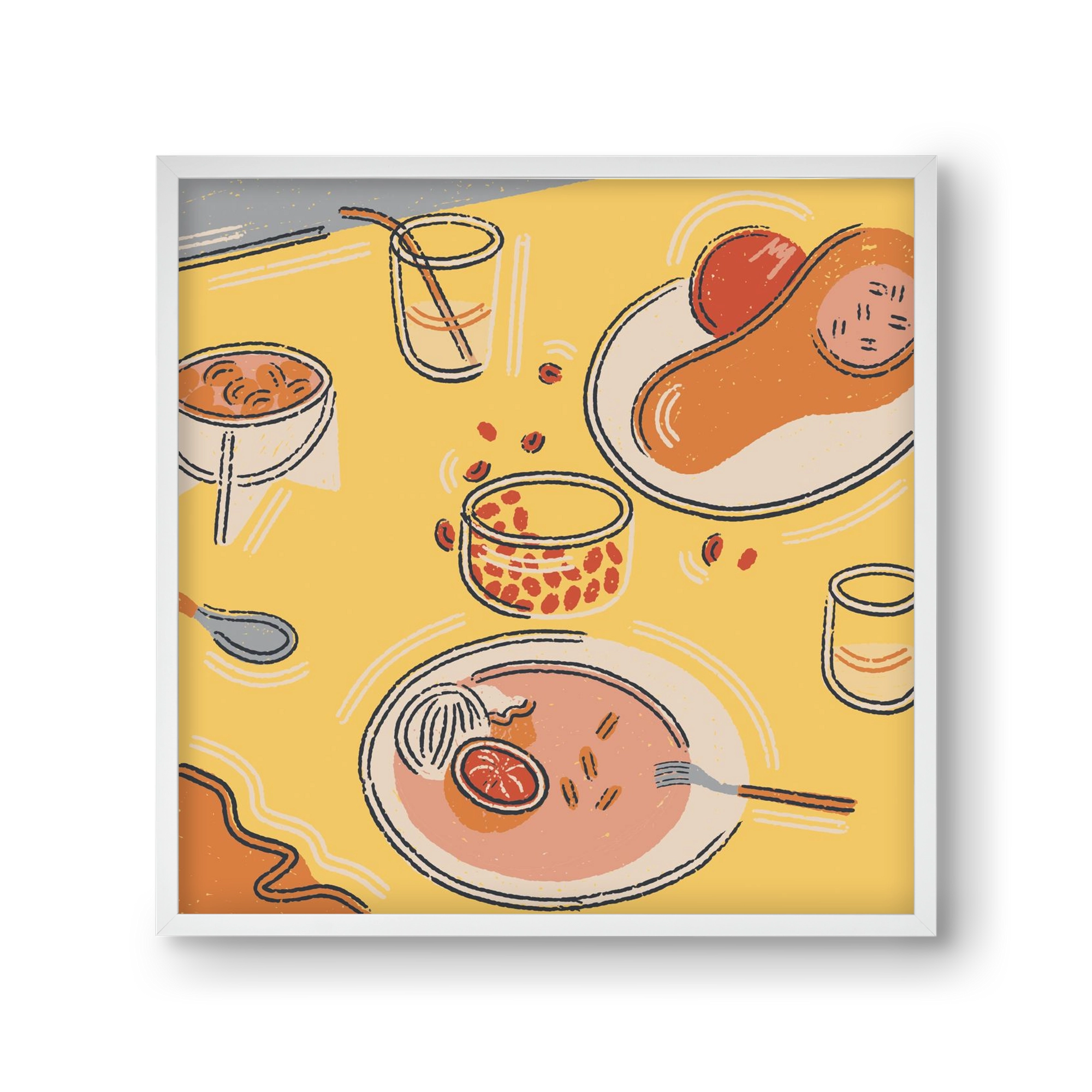 Orange Stillife, 30x30 cm (30x30 cm), Fehér keret