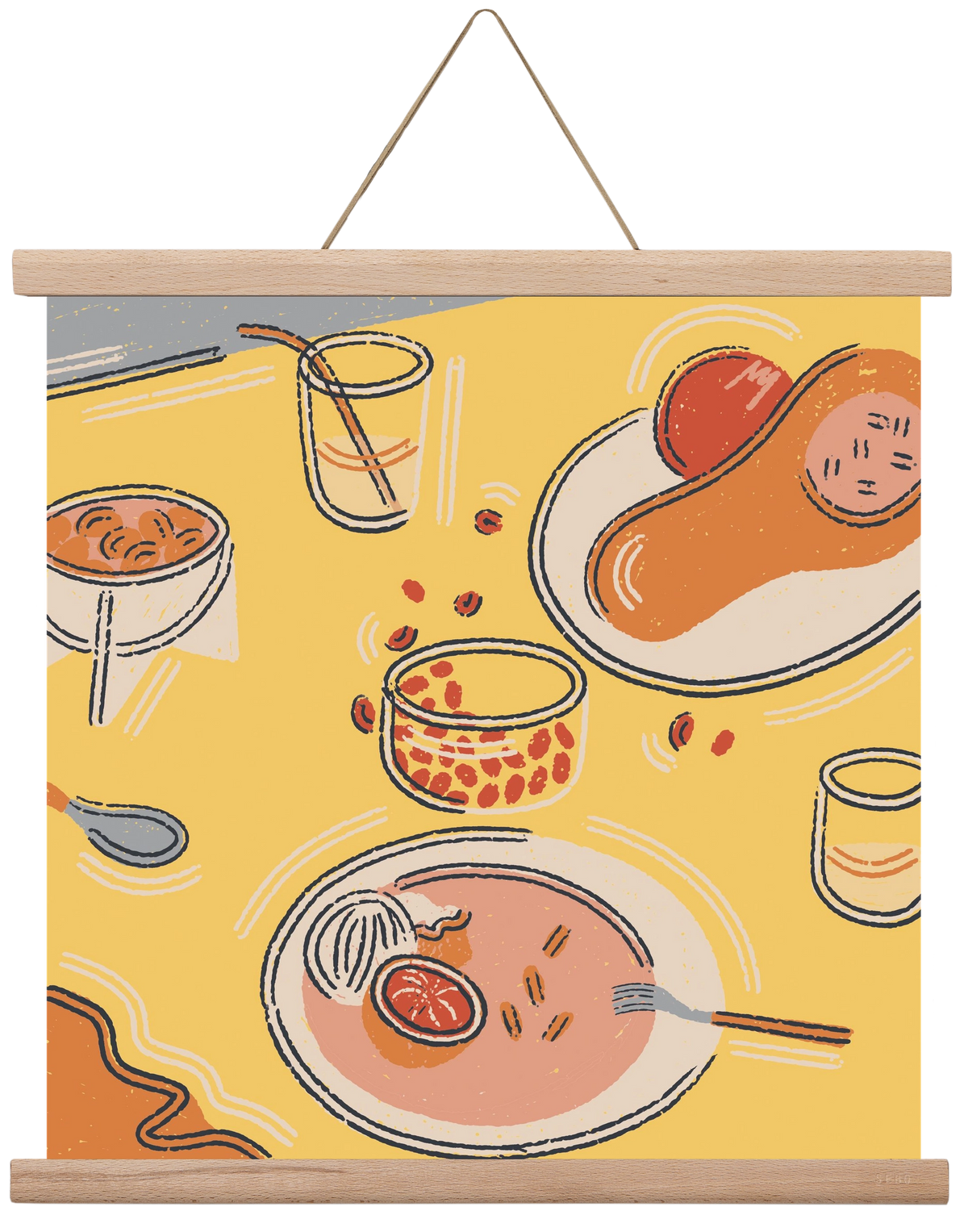 Orange Stillife, 40x40 cm (40x40 cm), Tölgy akasztó