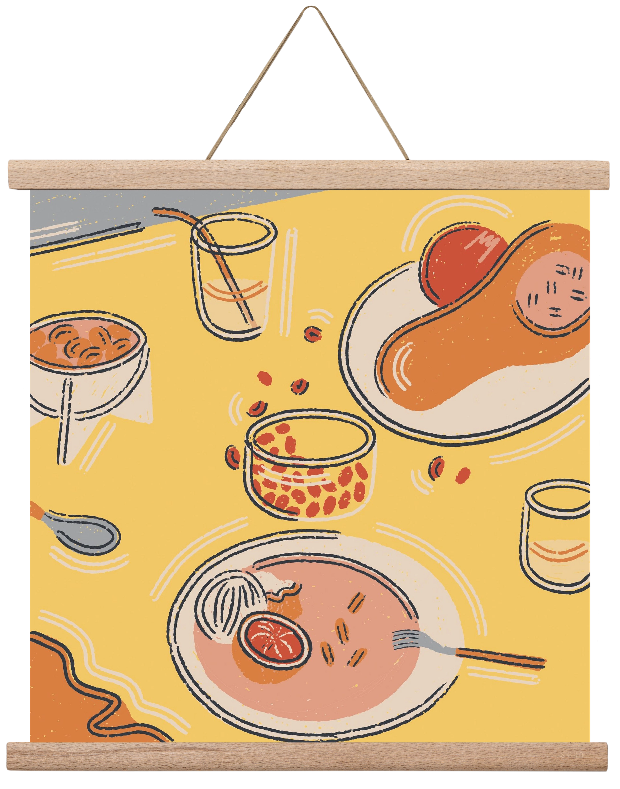 Orange Stillife, 40x40 cm (40x40 cm), Tölgy akasztó