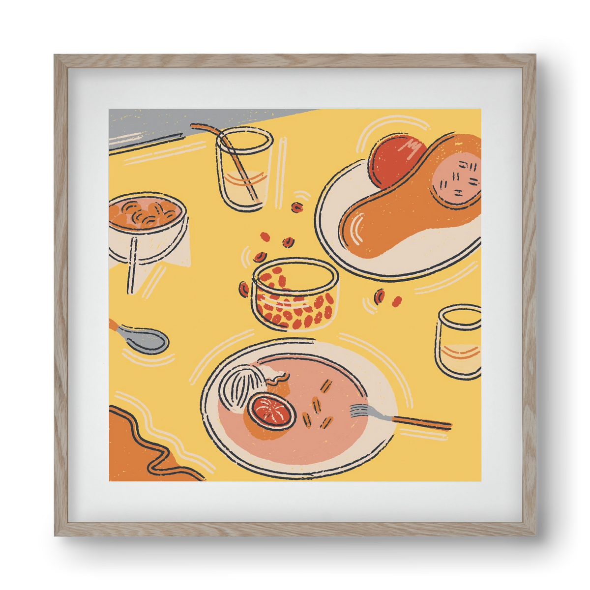 Orange Stillife, 40x40 cm (30x30 cm), Tölgy keret, paszpartuval