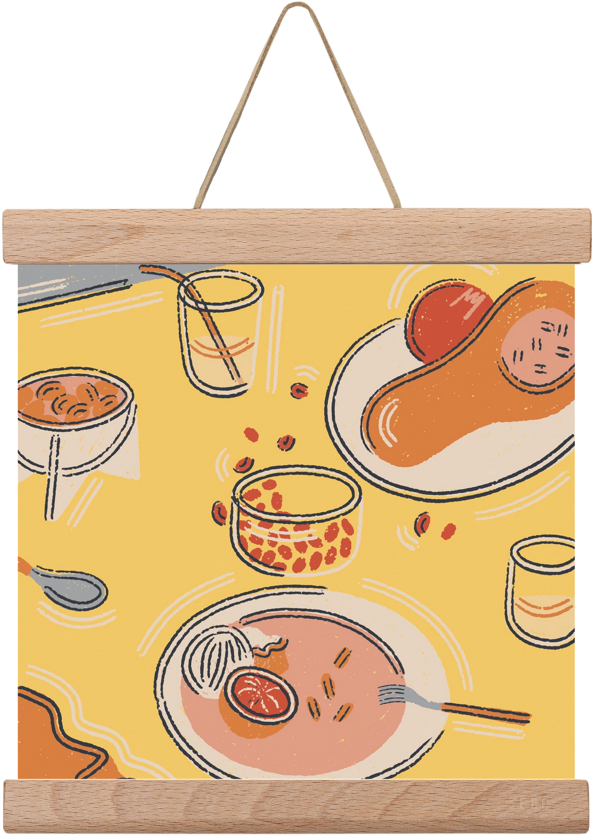 Orange Stillife, 20x20 cm (20x20 cm), Tölgy akasztó