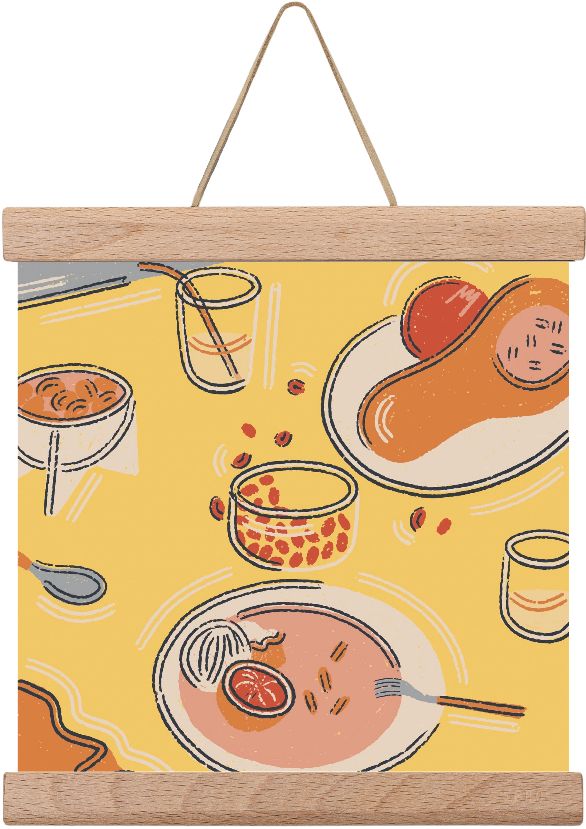 Orange Stillife, 20x20 cm (20x20 cm), Tölgy akasztó