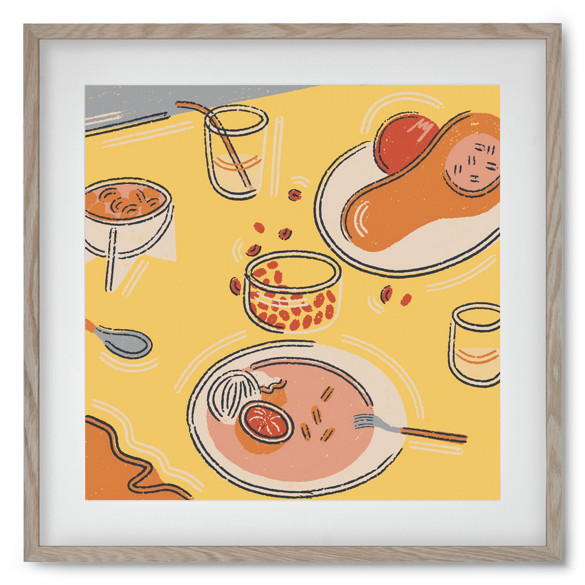 Orange Stillife, 50x50 cm (40x40 cm), Tölgy keret, paszpartuval