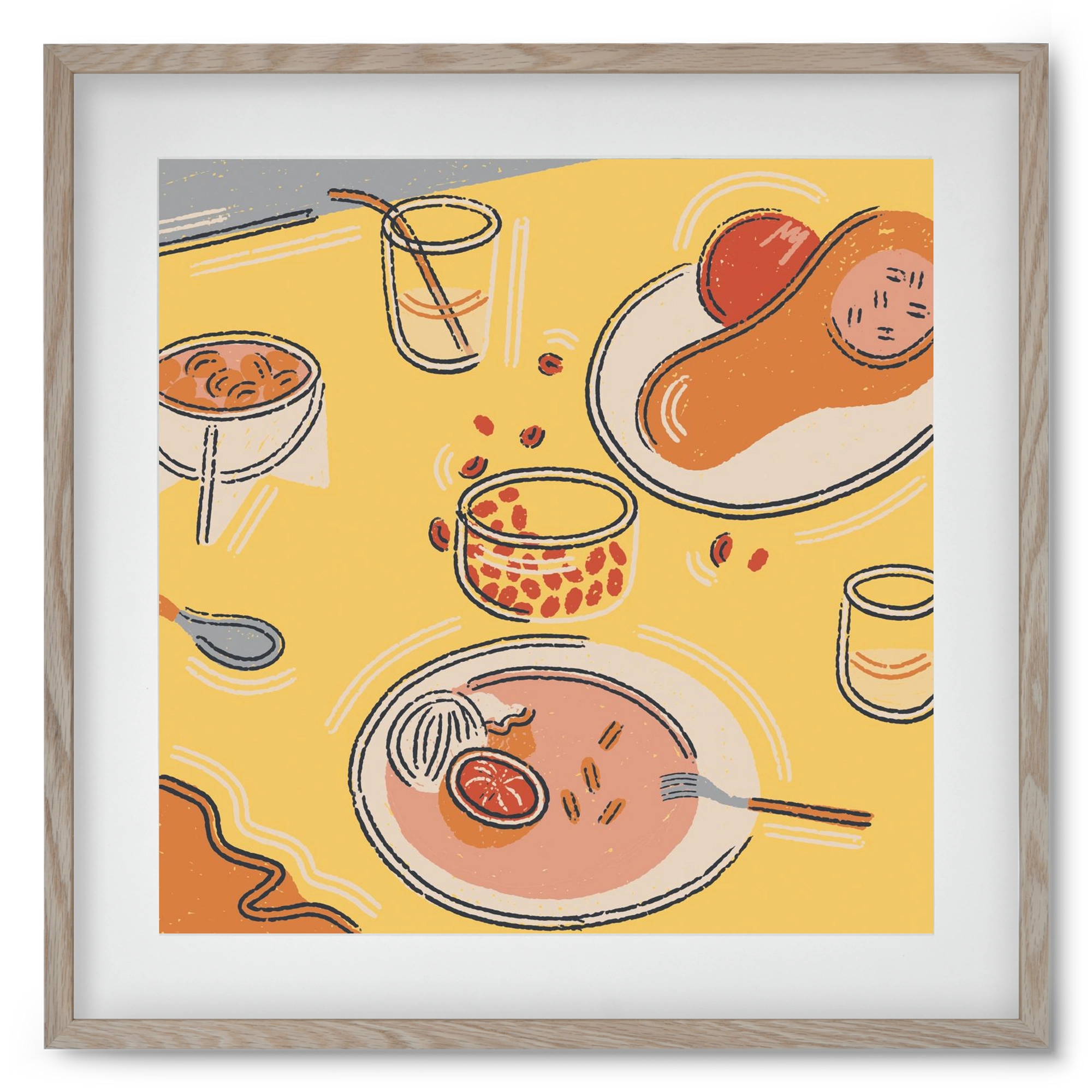 Orange Stillife, 50x50 cm (40x40 cm), Tölgy keret, paszpartuval