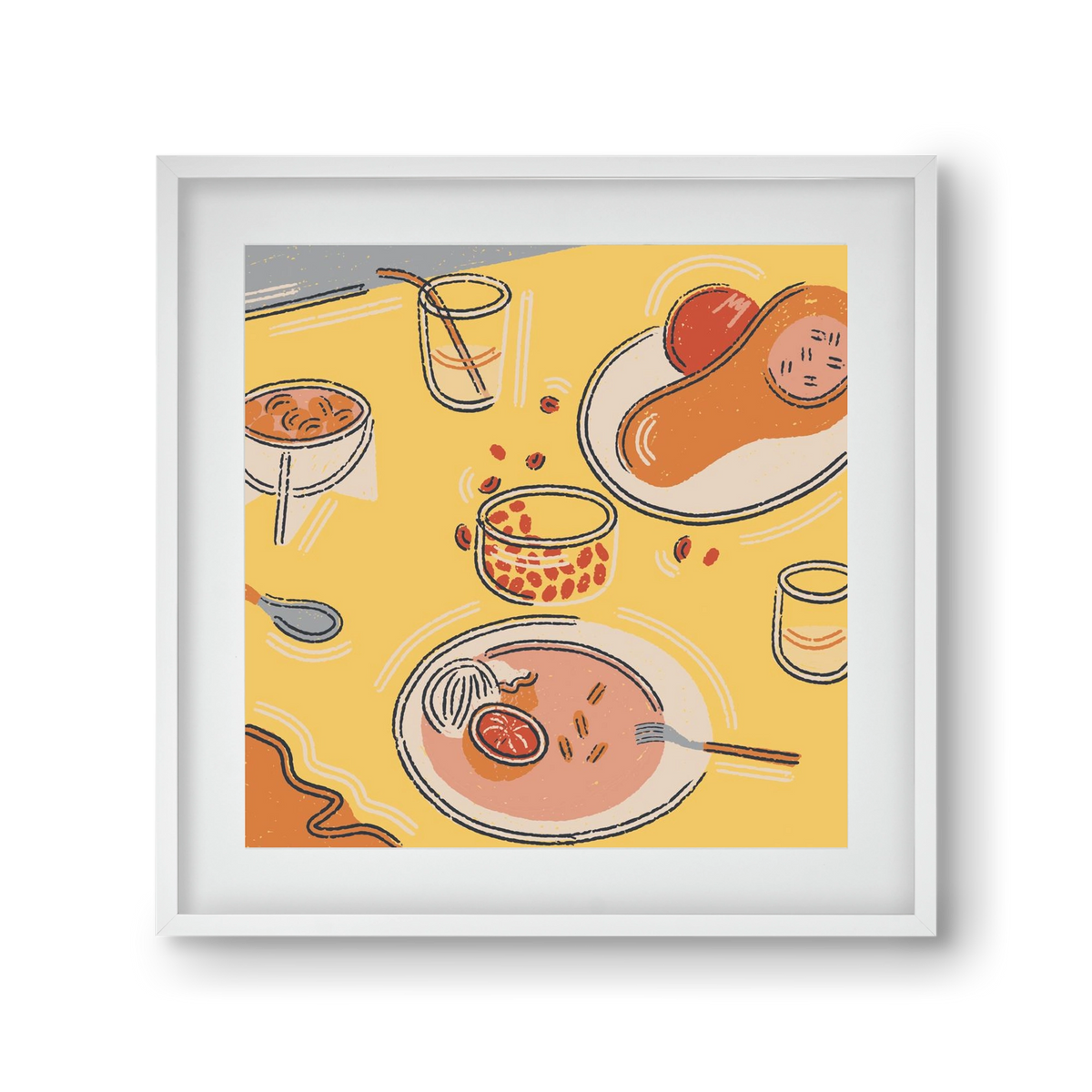 Orange Stillife, 30x30 cm (20x20 cm), Fehér keret, paszpartuval