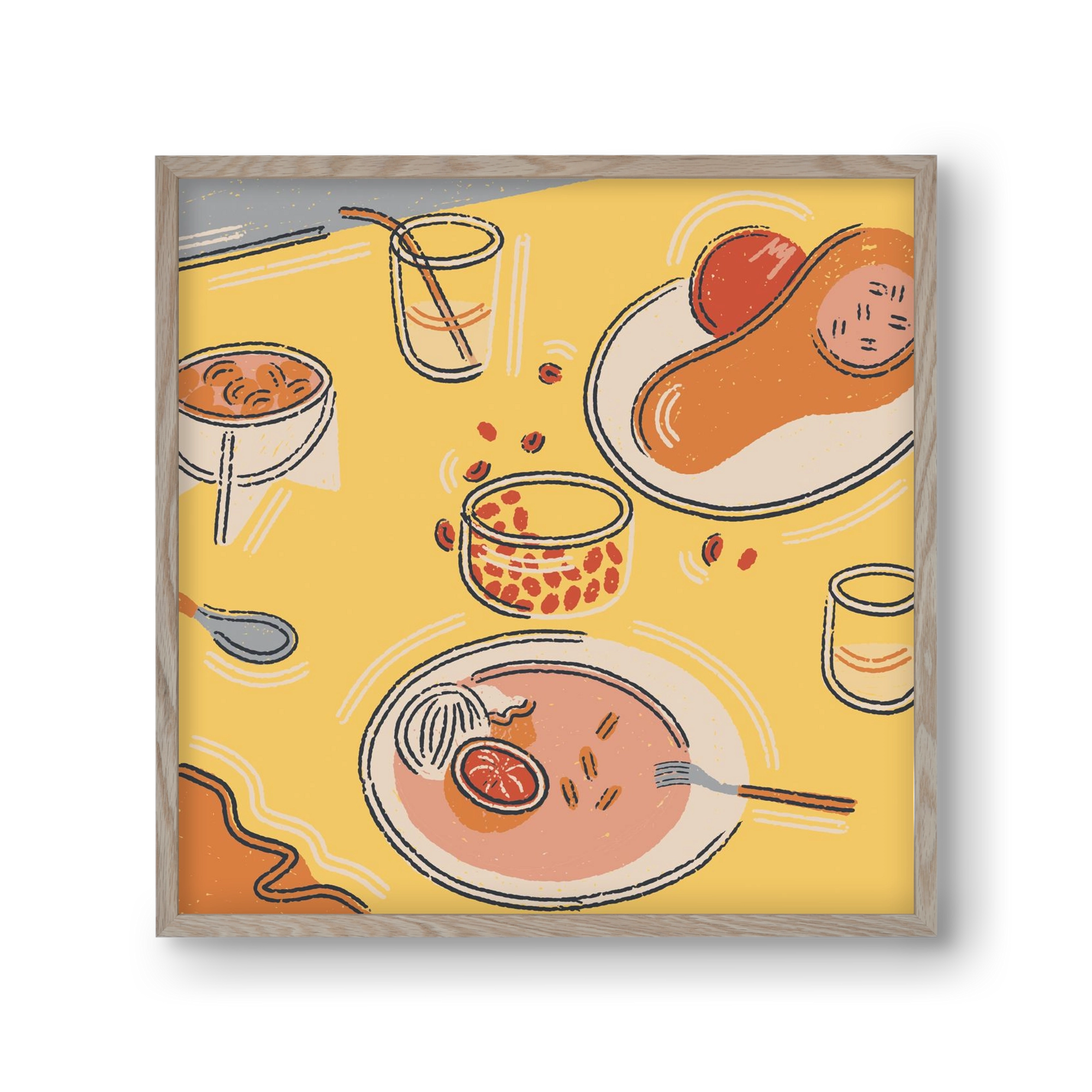 Orange Stillife, 30x30 cm (30x30 cm), Tölgy keret