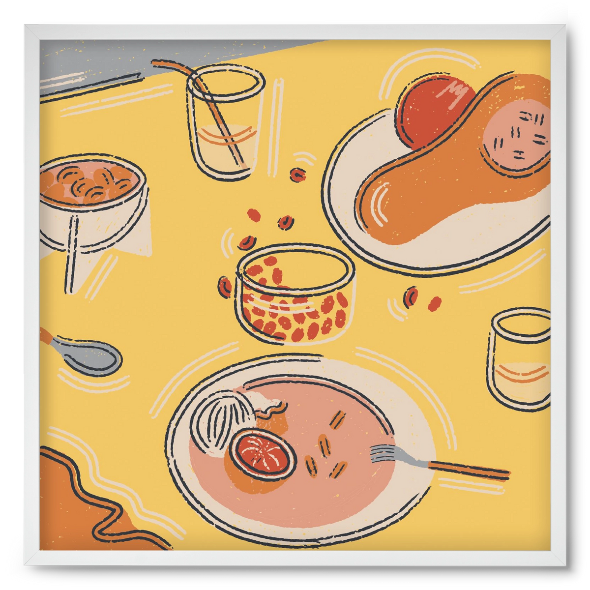 Orange Stillife, 50x50 cm (50x50 cm), Fehér keret