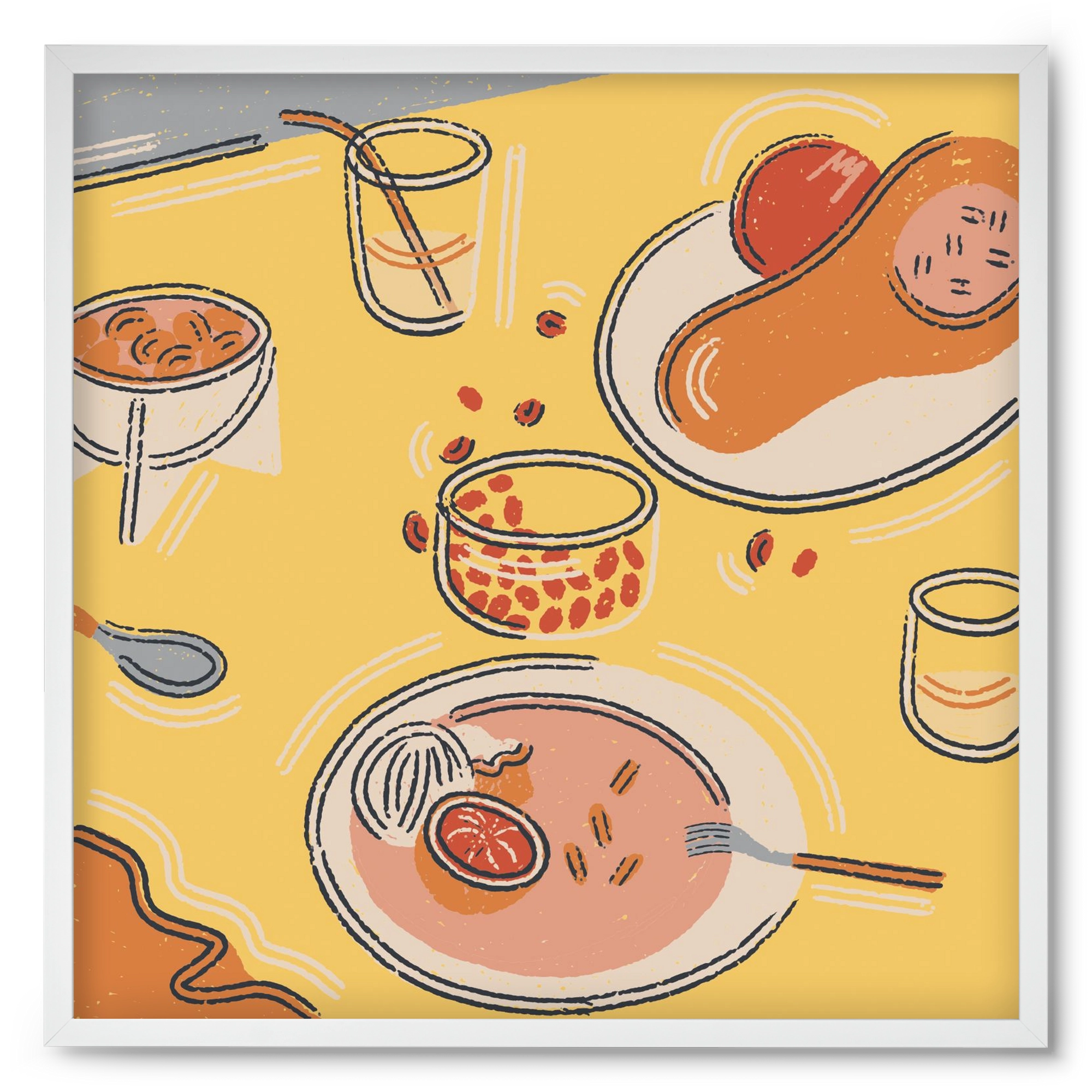 Orange Stillife, 50x50 cm (50x50 cm), Fehér keret