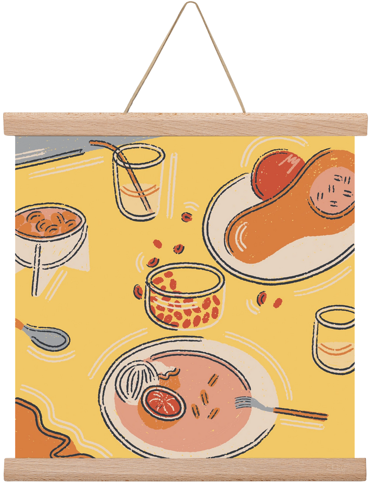 Orange Stillife, 30x30 cm (30x30 cm), Tölgy akasztó